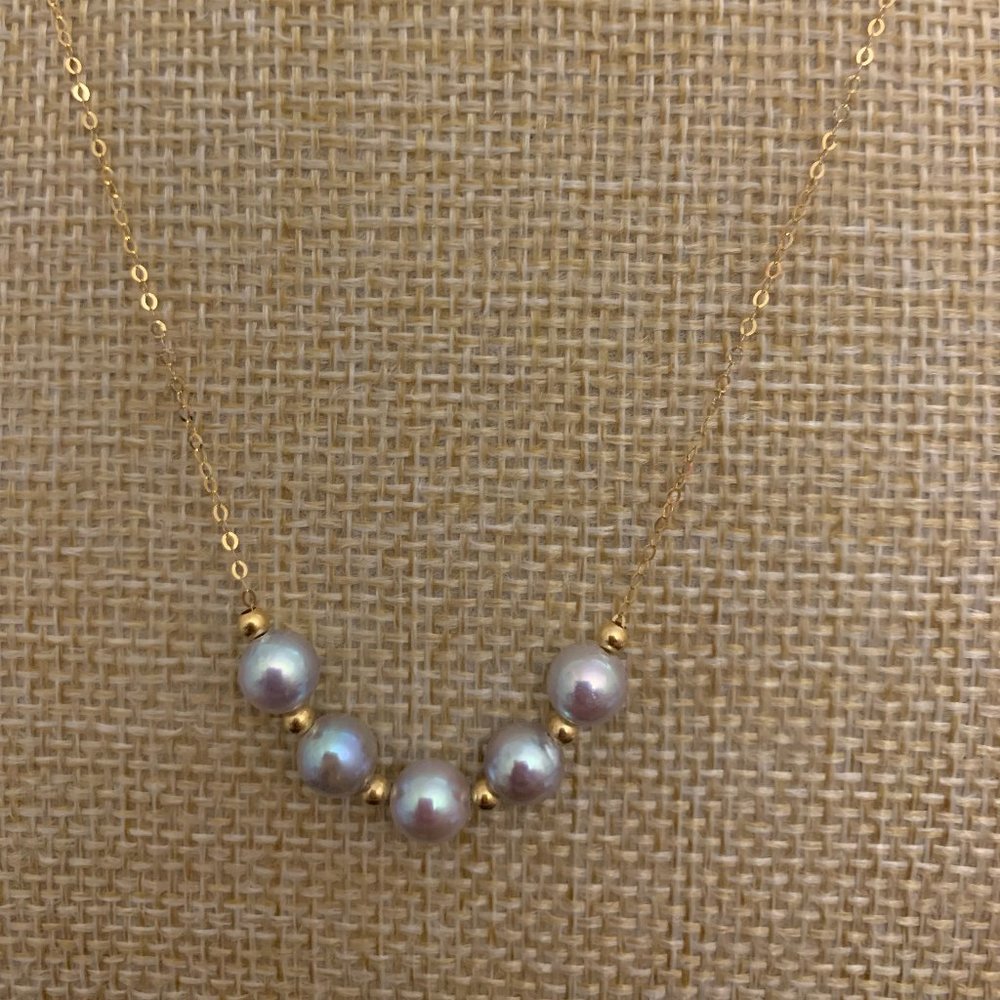 New 6-7mm sea natural gray color pearl 18k gold with certificate